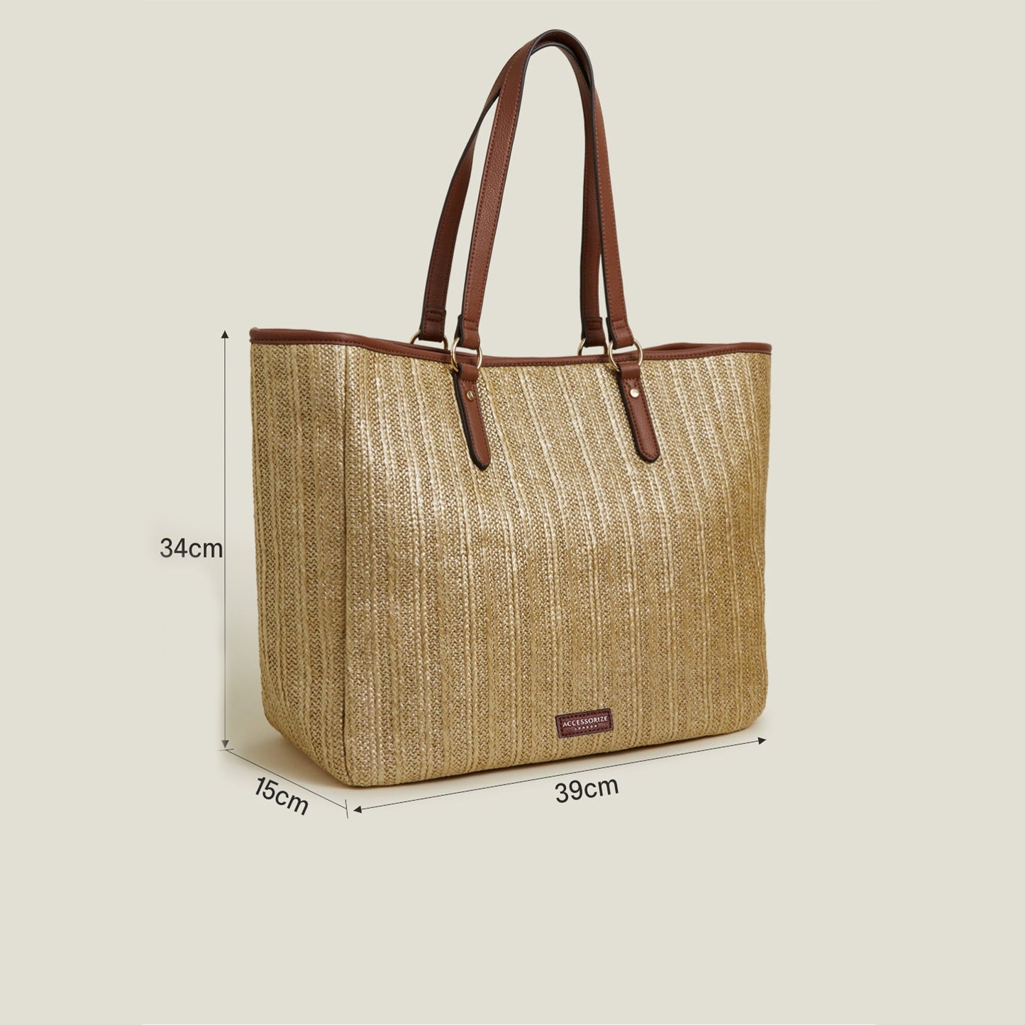 Gold Large Metallic Raffia Shopper Bag