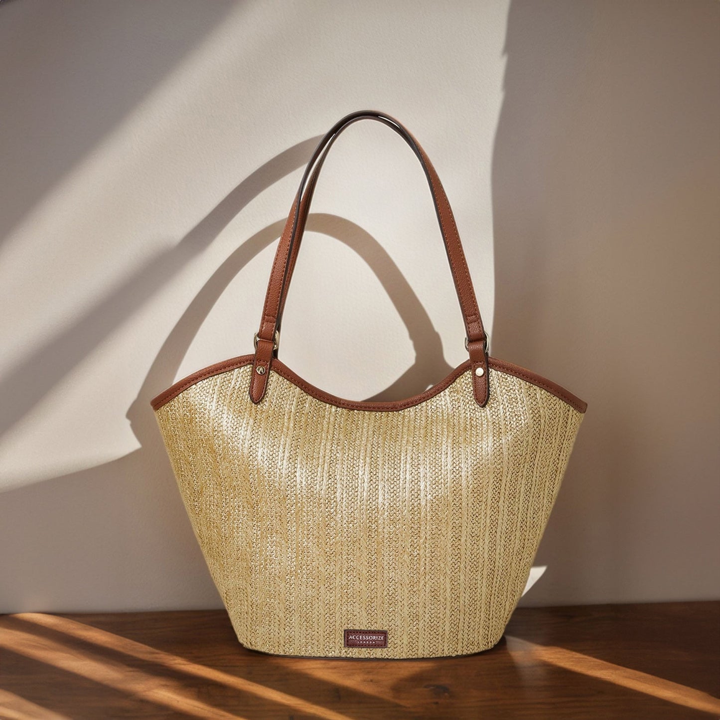 Gold Metallic Raffia Shopper Bag
