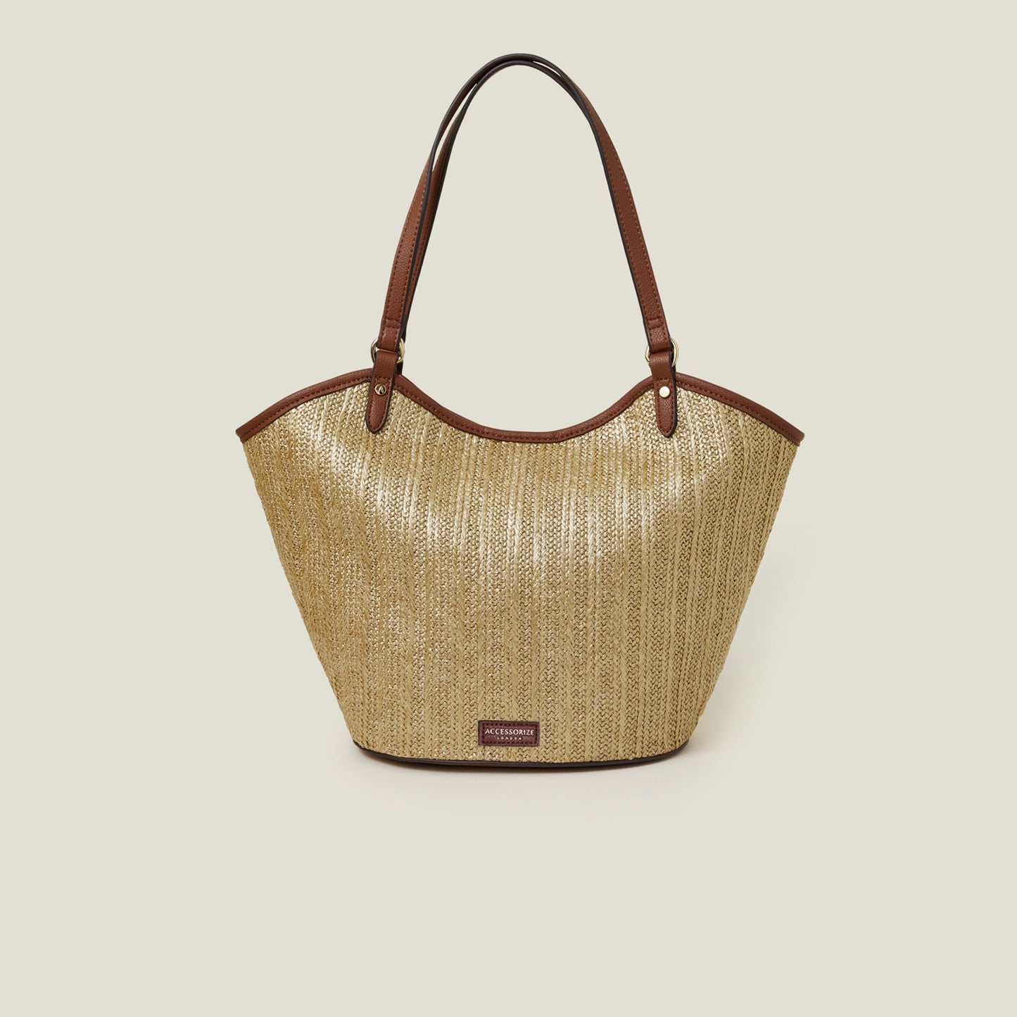 Gold Metallic Raffia Shopper Bag