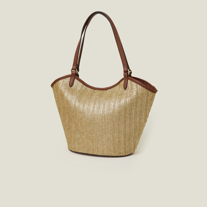 Gold Metallic Raffia Shopper Bag