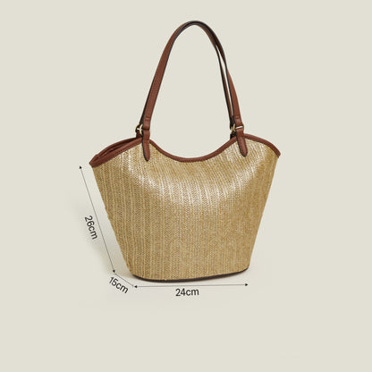 Gold Metallic Raffia Shopper Bag