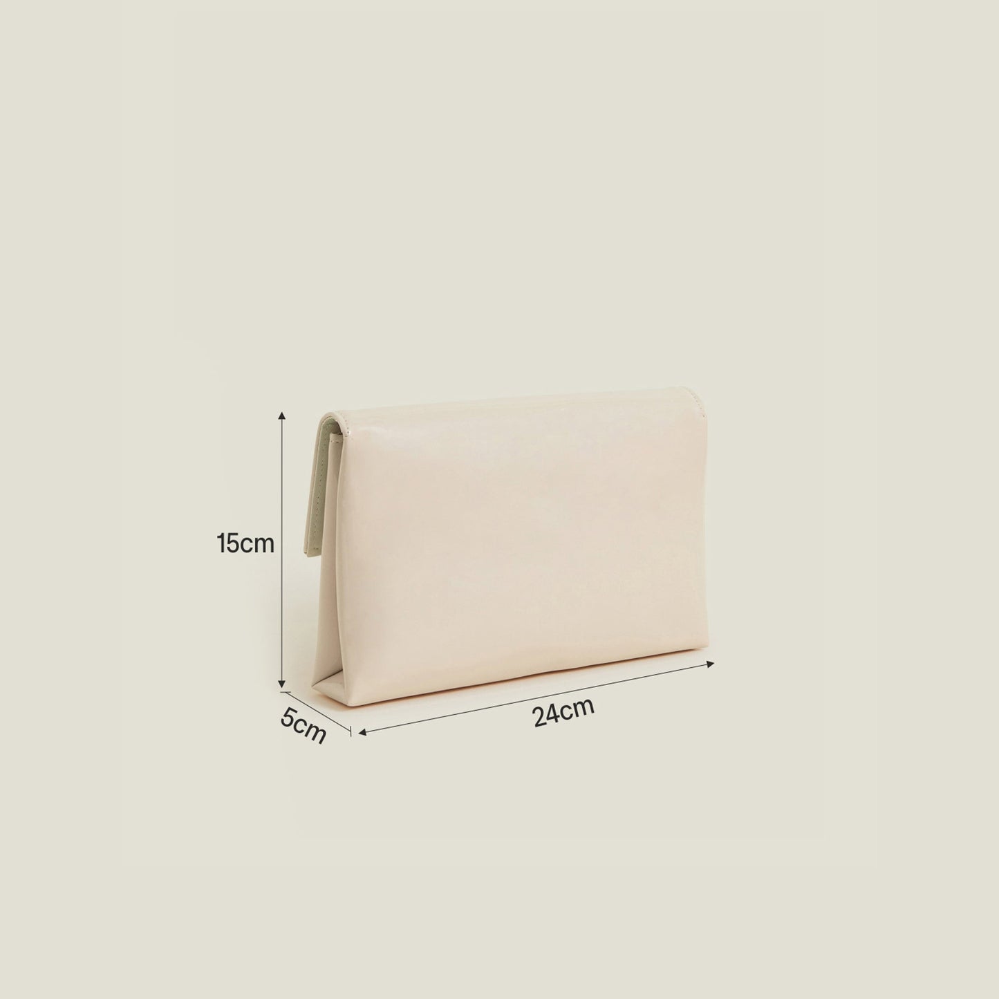 Nude Patent Fold-Over Clutch Bag
