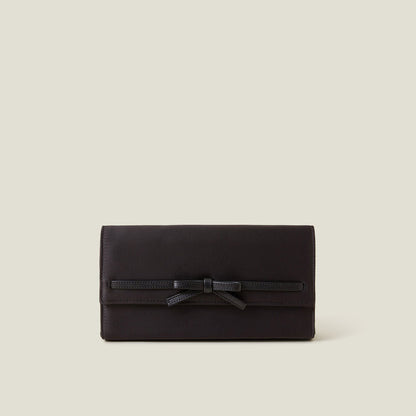 Black Bow Satin Clutch Bag