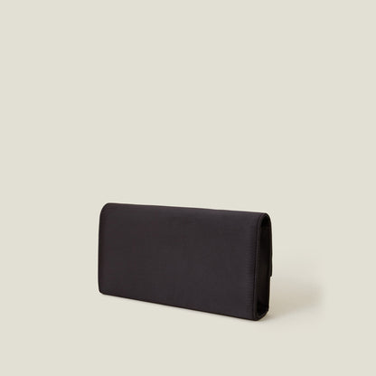 Black Bow Satin Clutch Bag