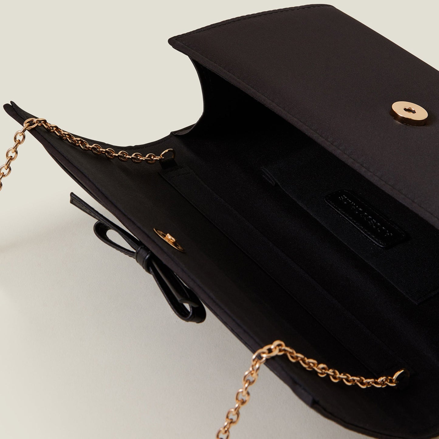 Black Bow Satin Clutch Bag