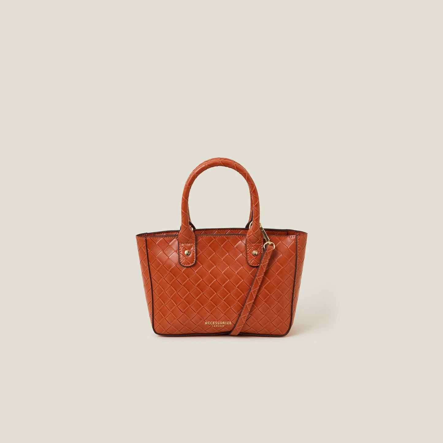 Orange Mini Woven Faux Leather Handbag Orange