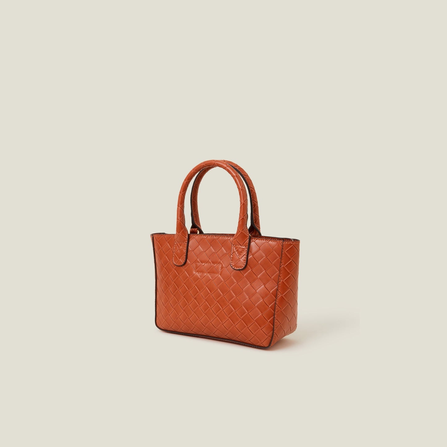 Orange Mini Woven Faux Leather Handbag Orange