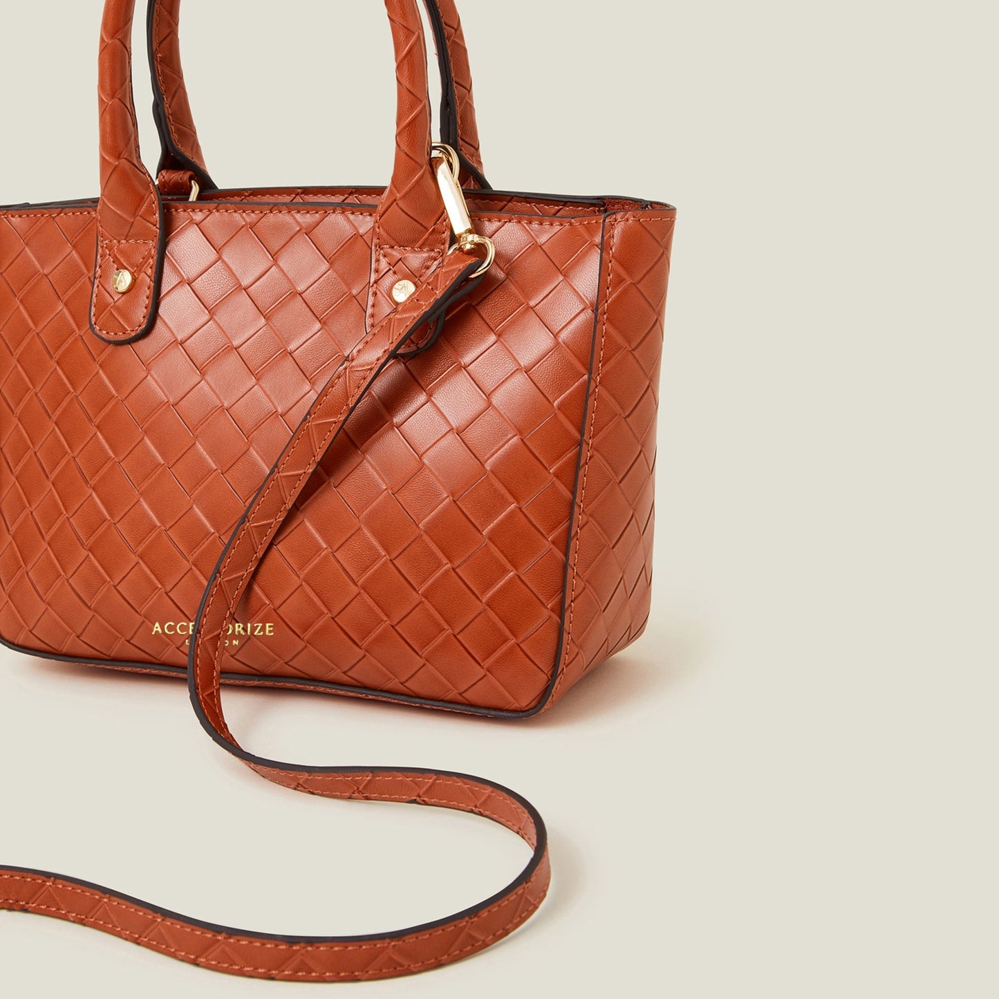 Orange Mini Woven Faux Leather Handbag Orange