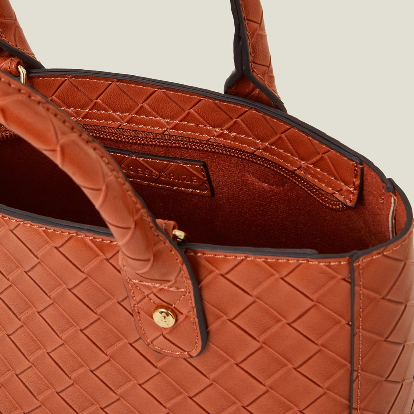 Orange Mini Woven Faux Leather Handbag Orange