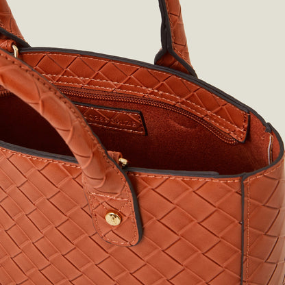 Orange Mini Woven Faux Leather Handbag Orange