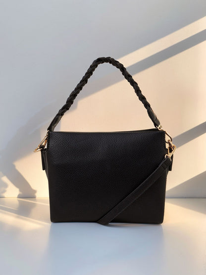 Black Plait Strap Sling Bag