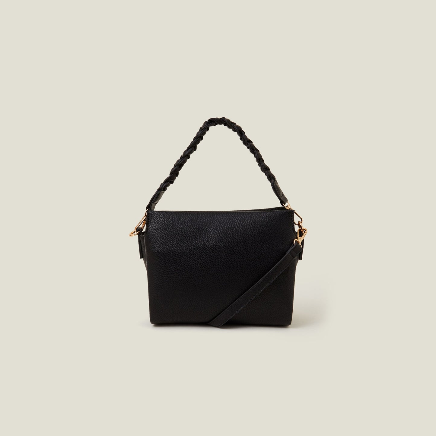 Black Plait Strap Sling Bag
