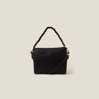 Black Plait Strap Sling Bag