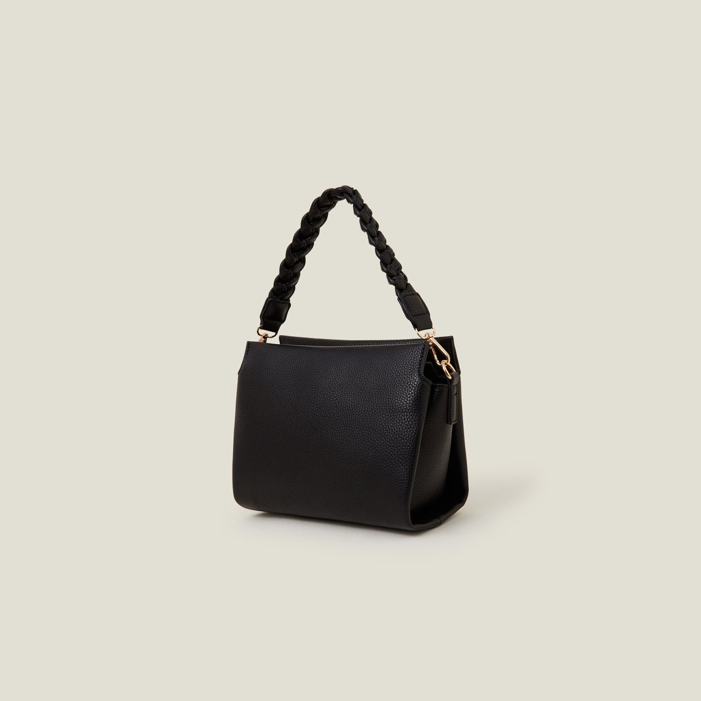 Black Plait Strap Sling Bag