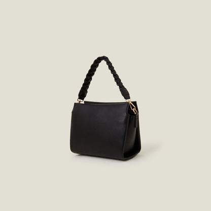 Black Plait Strap Sling Bag