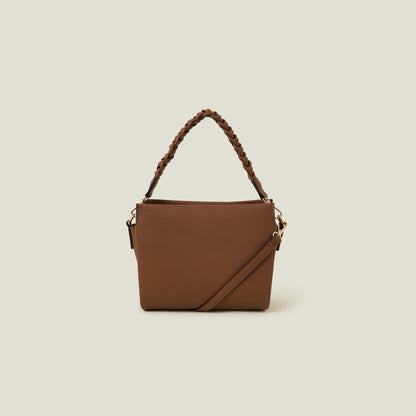 Brown Plait Strap Sling Bag