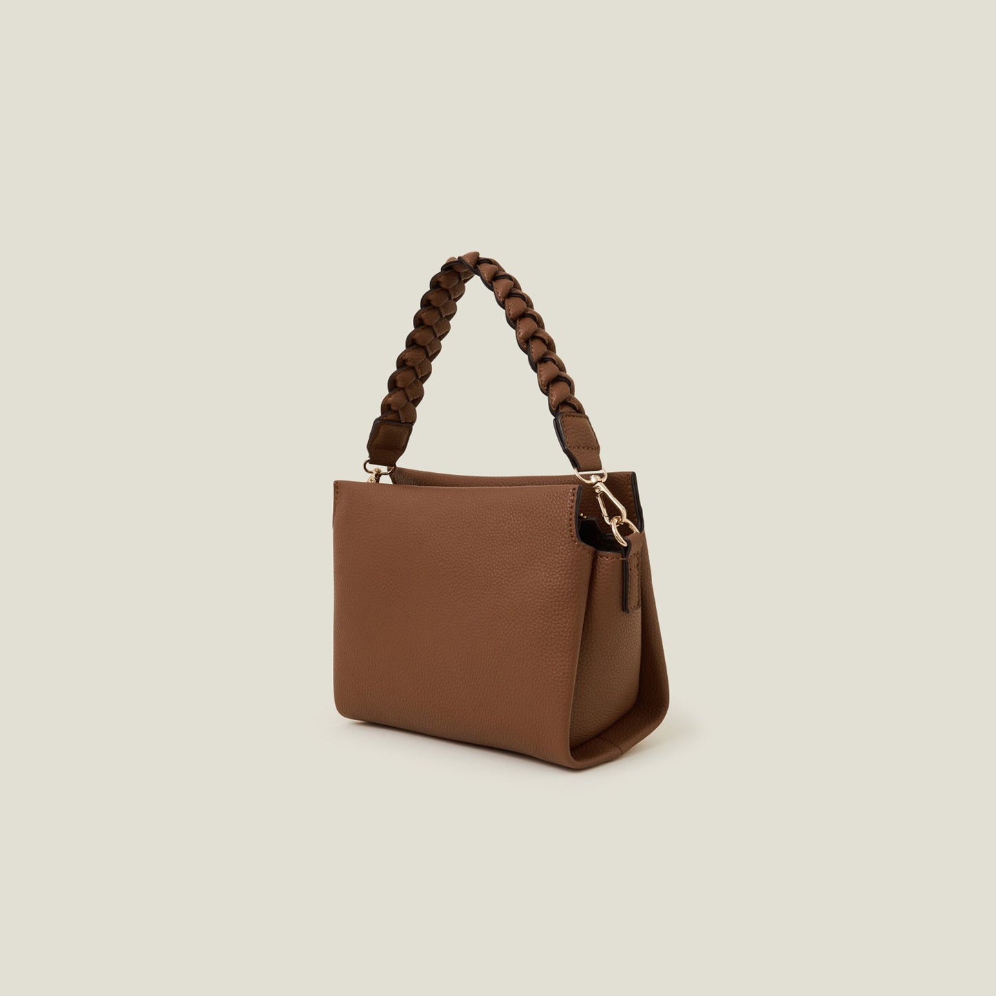 Brown Plait Strap Sling Bag