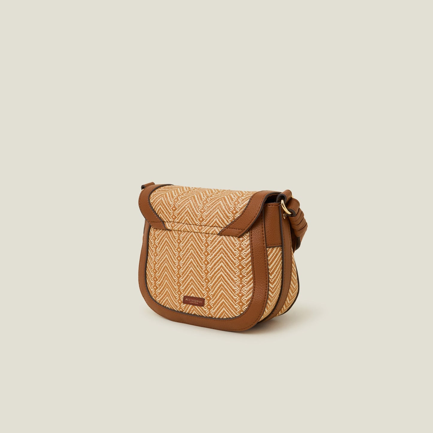 Tan Woven Satchel Sling Bag