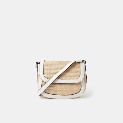 Cream Woven Satchel Sling Bag