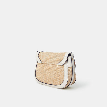 Cream Woven Satchel Sling Bag