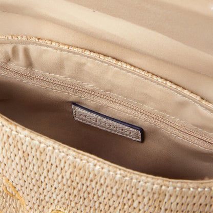 Cream Woven Satchel Sling Bag