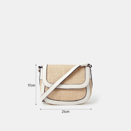 Cream Woven Satchel Sling Bag