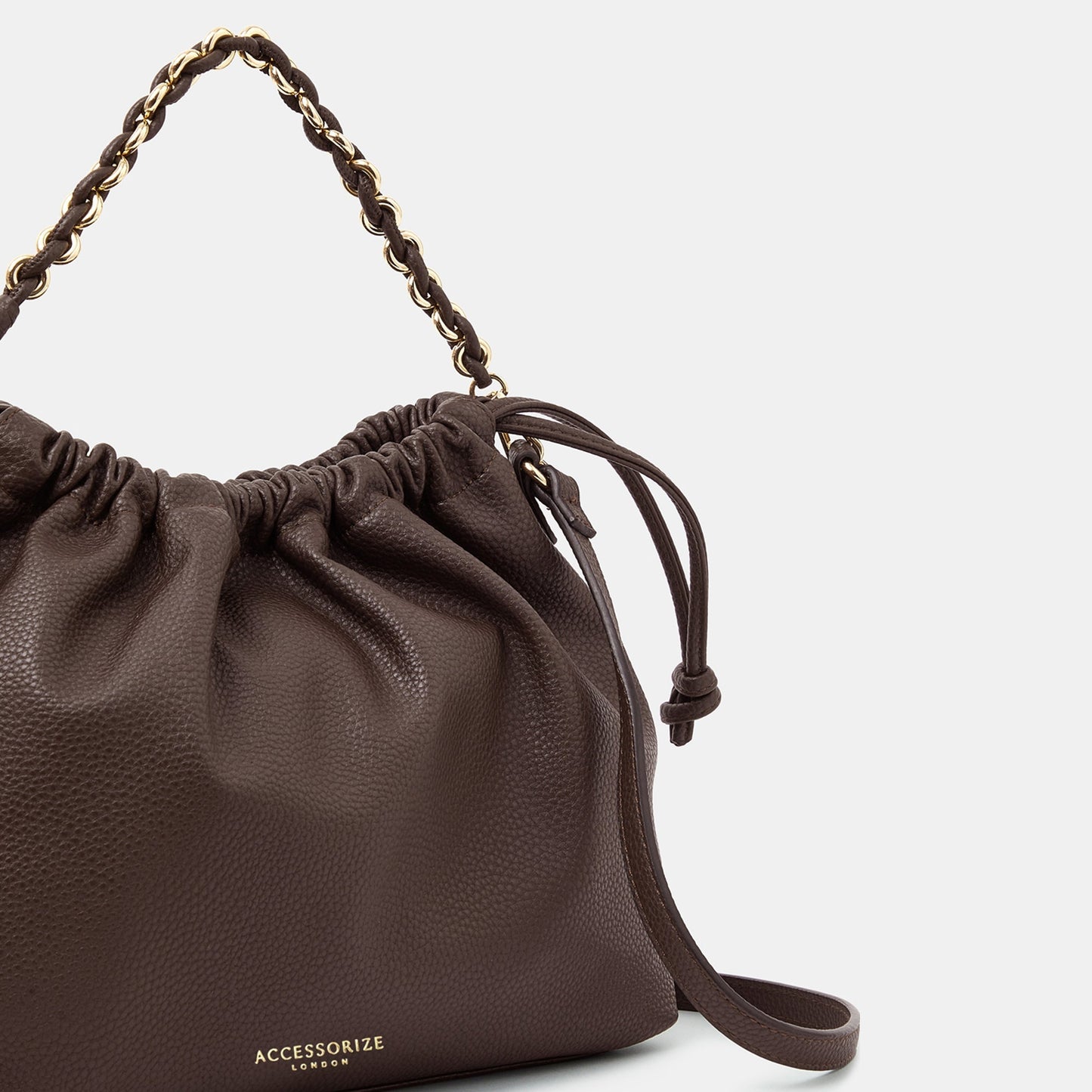 Chocolate Drawstring Shoulder Bag