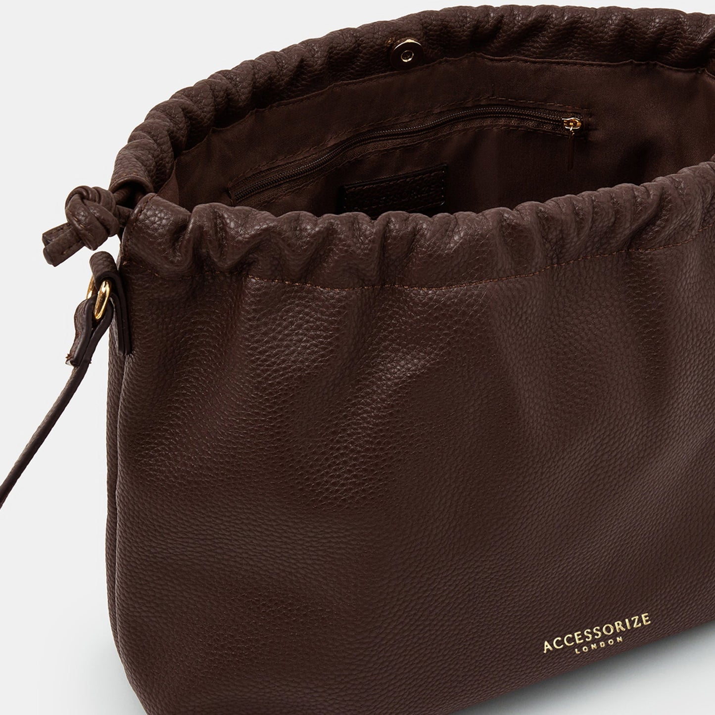 Chocolate Drawstring Shoulder Bag