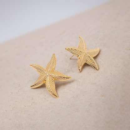 Gold Statement Starfish Stud Earrings