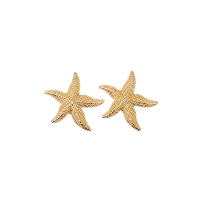 Gold Statement Starfish Stud Earrings