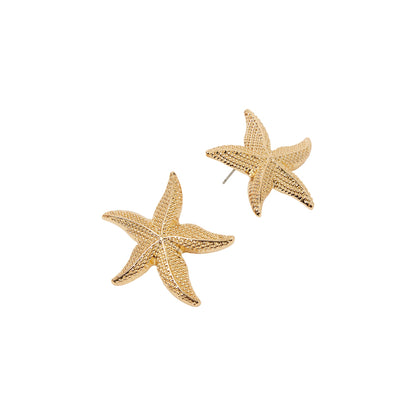 Gold Statement Starfish Stud Earrings