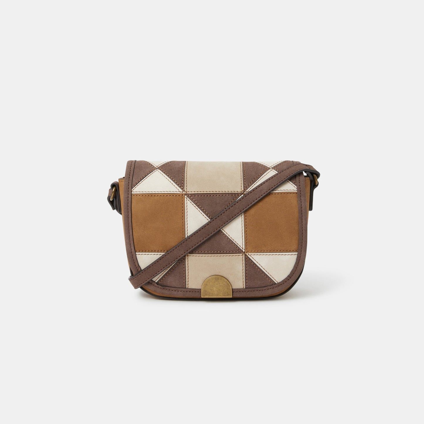 Brown Patch Work Sling Bag