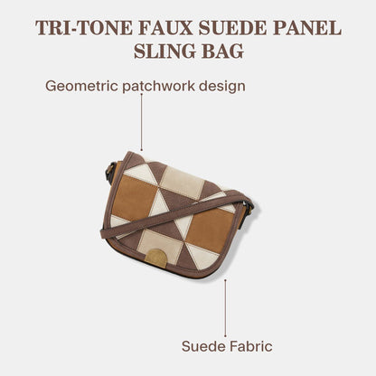 Brown Patch Work Sling Bag