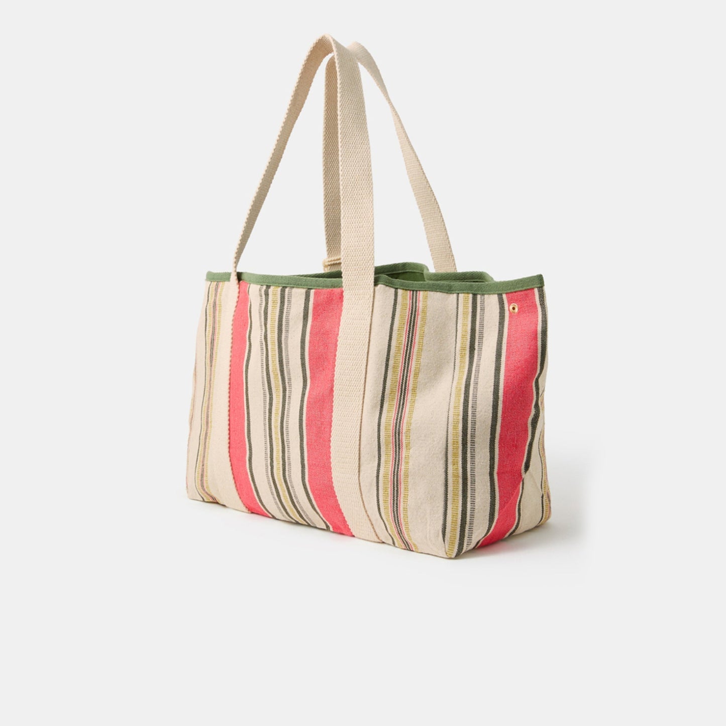 Cream Stripe Canvas Tote Bag