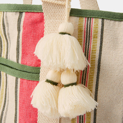 Cream Stripe Canvas Tote Bag