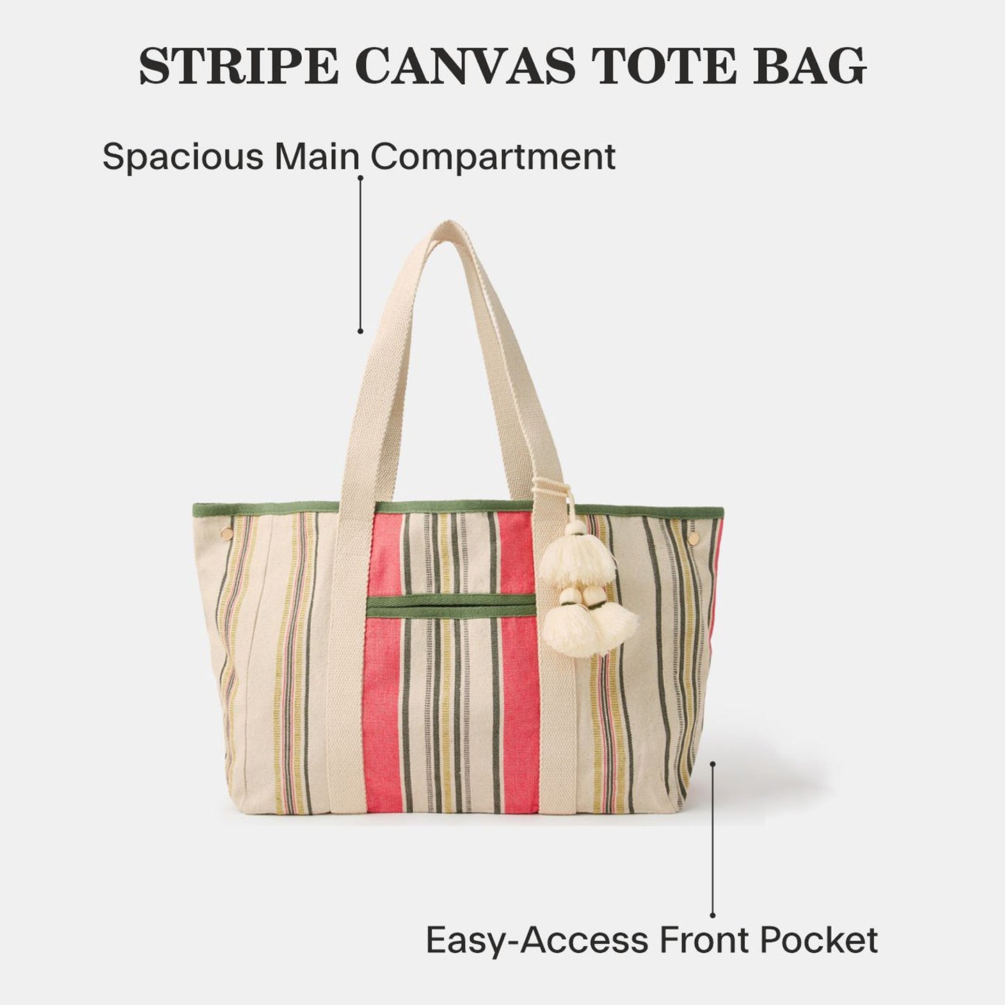 Cream Stripe Canvas Tote Bag