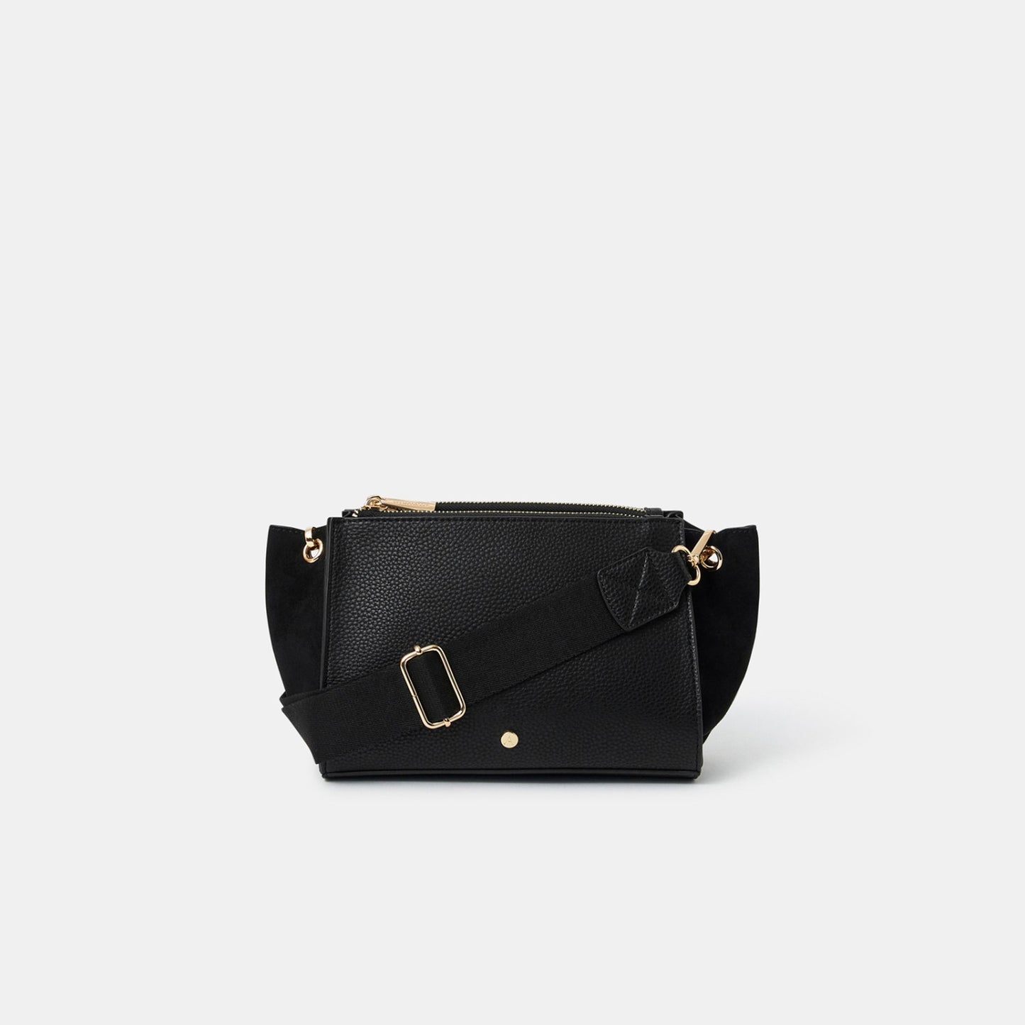 Black Double Zipped Sling Bag