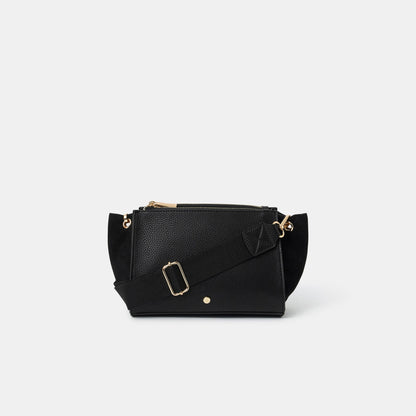Black Double Zipped Sling Bag
