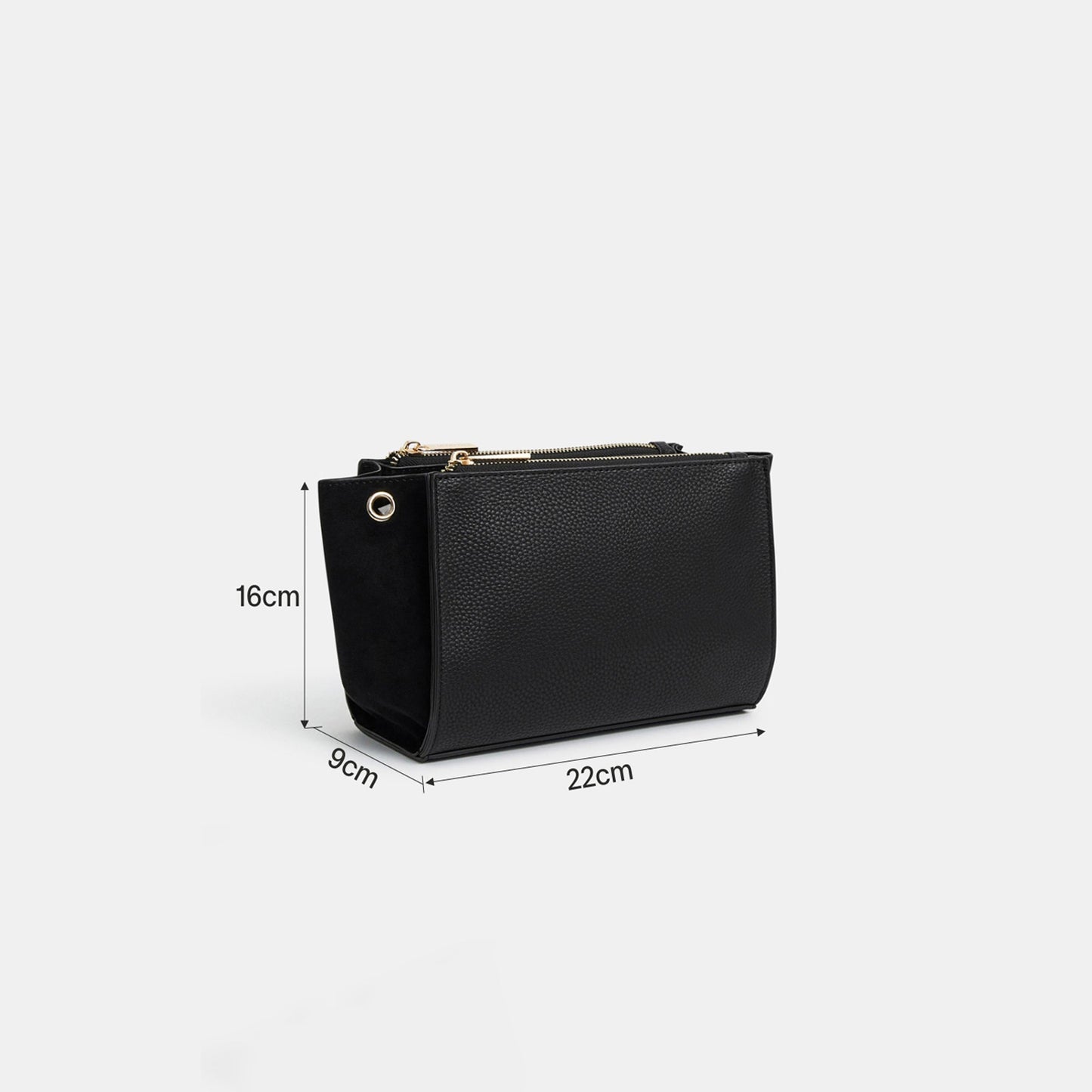 Black Double Zipped Sling Bag