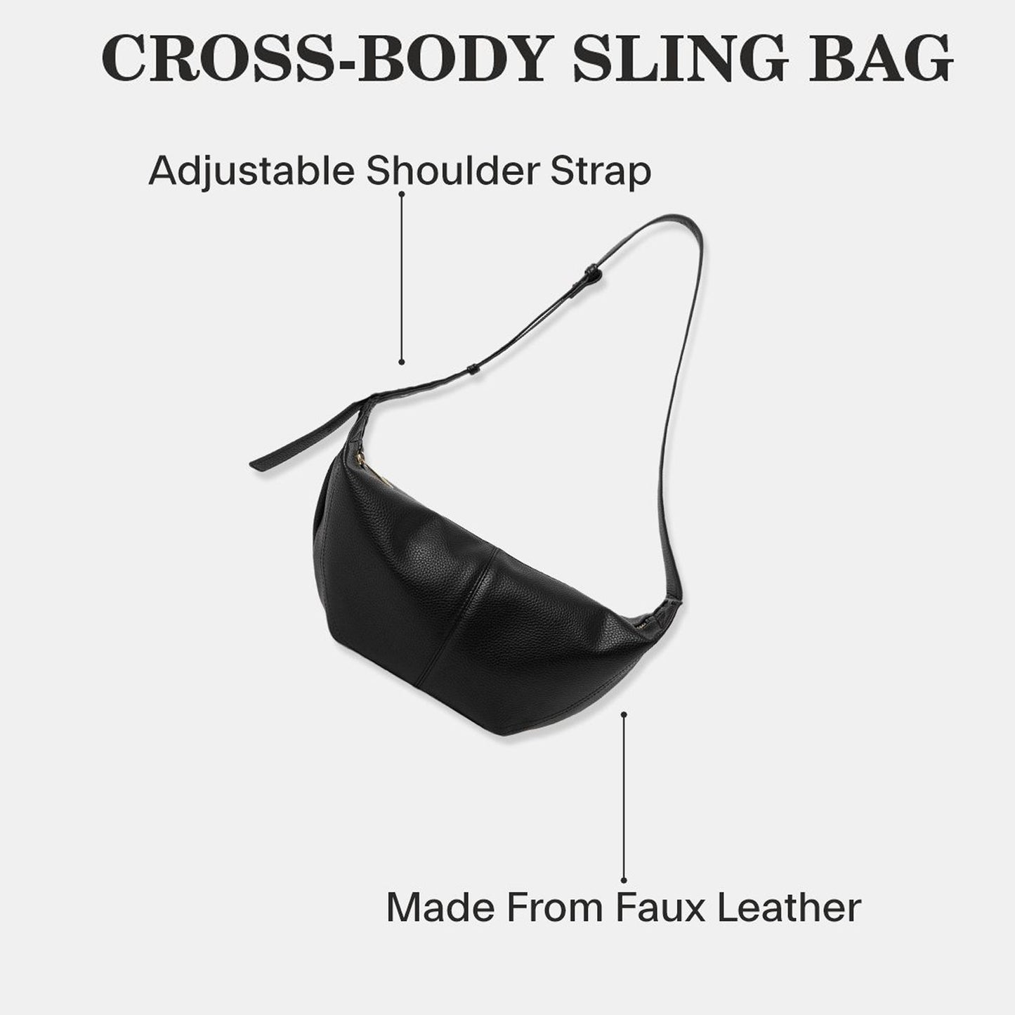 Black Pu Sling Trial Shoulder Bag