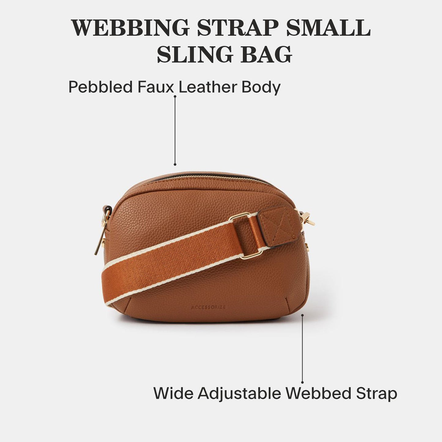 Brown Webbing Strap Small Sling Bag