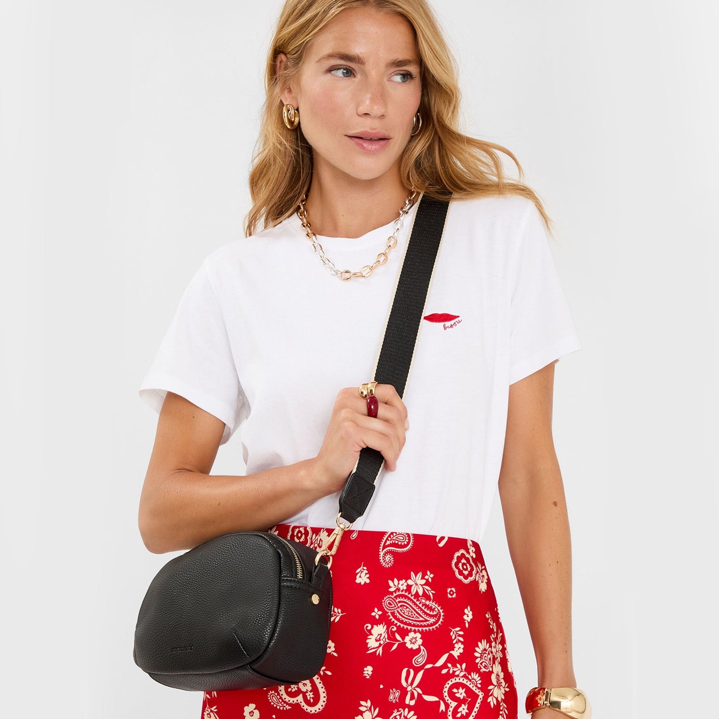 Black Webbing Strap Small Sling Bag