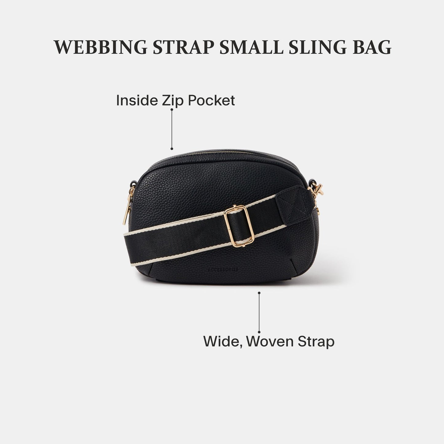 Black Webbing Strap Small Sling Bag