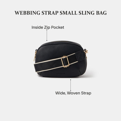 Black Webbing Strap Small Sling Bag