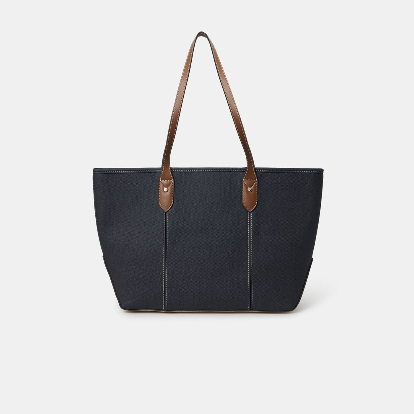 Navy Blue Colourblock Zip Top Tote Bag