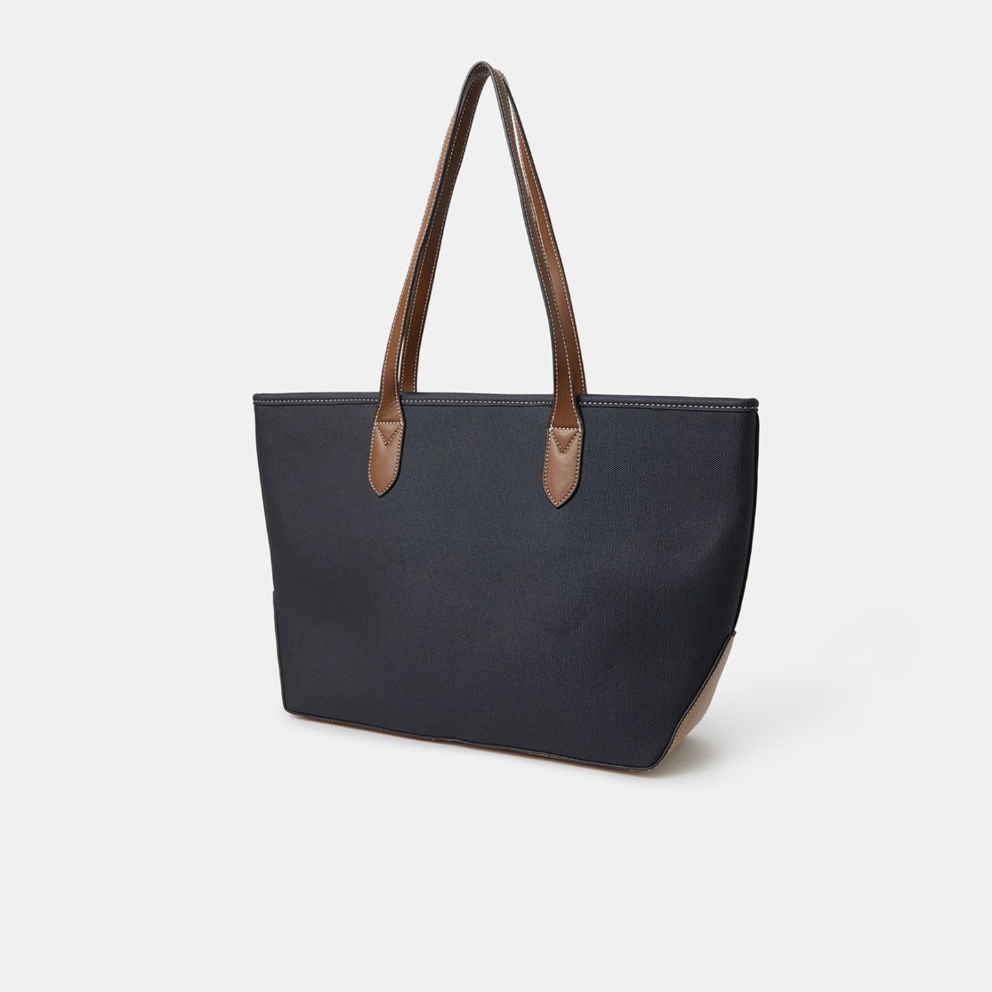 Navy Blue Colourblock Zip Top Tote Bag