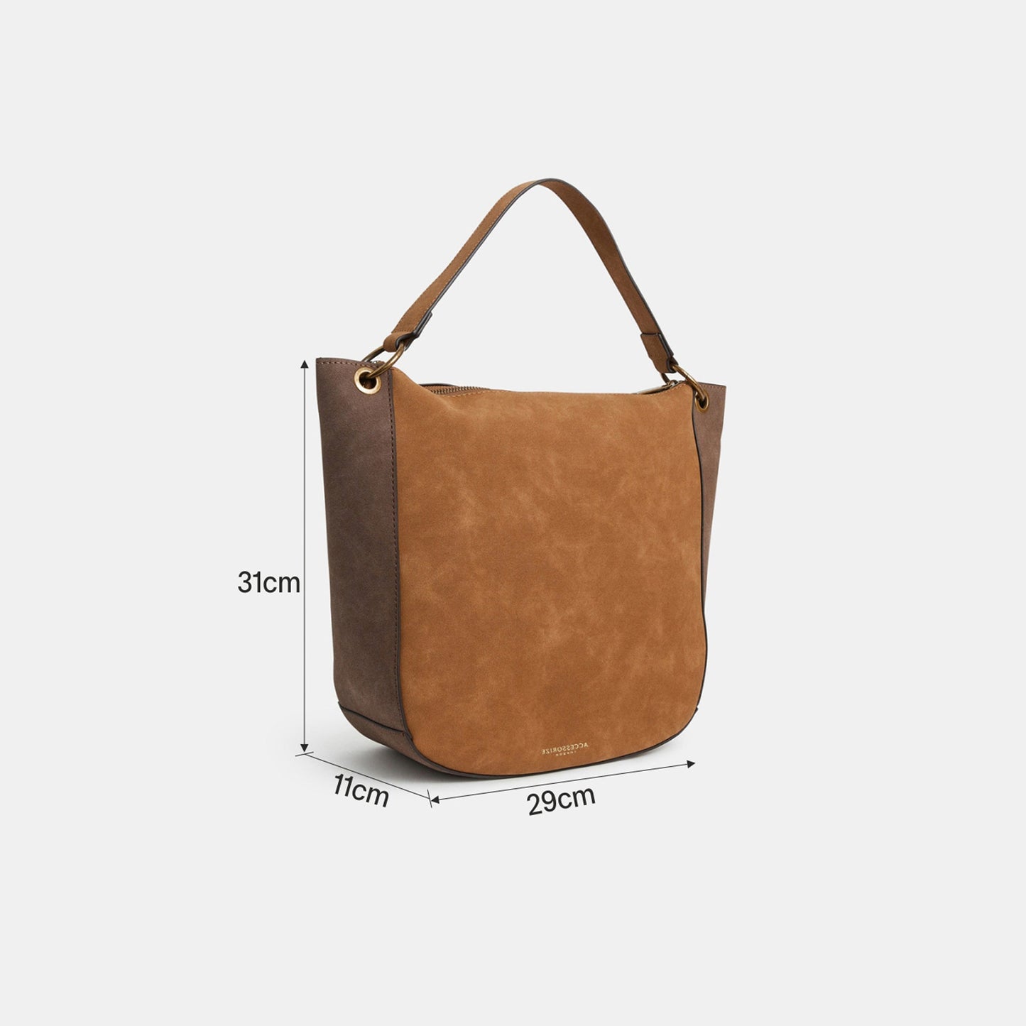 Brown Patchwork Suedette Shoulder Bag