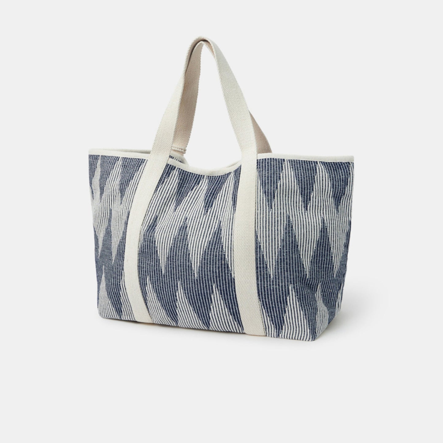 Blue Chevron Canvas Beach Bag