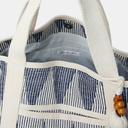 Blue Chevron Canvas Beach Bag
