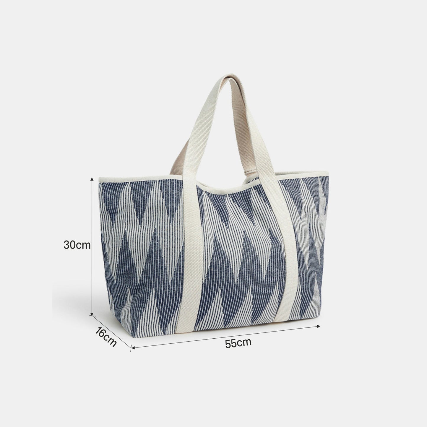 Blue Chevron Canvas Beach Bag